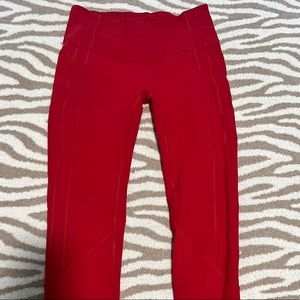 Red lululemon leggings with pockets
